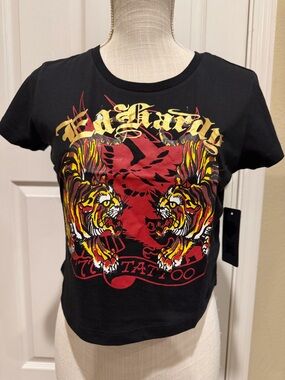NWT ED HARDY Tigers Womens Baby Tee